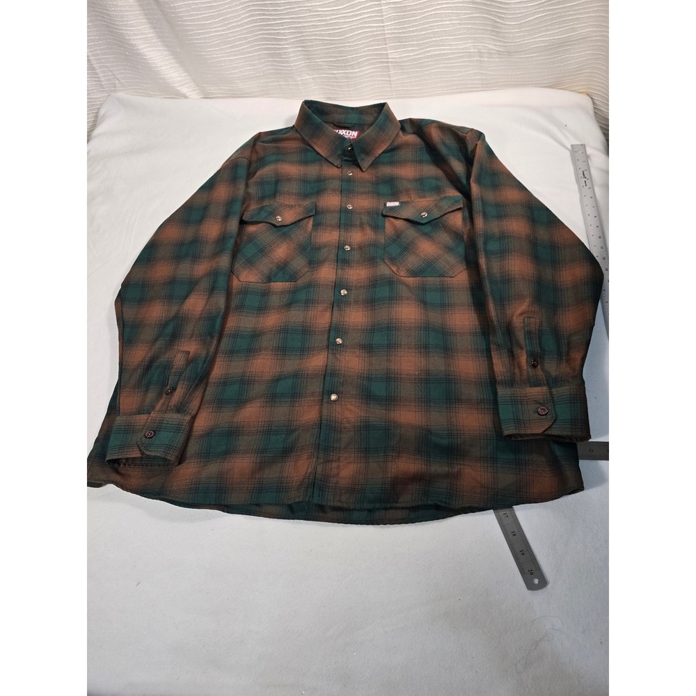 Dixxon Flannel Co Mens Green Brown Plaid Button Down Shirt 5X Long Sleeve